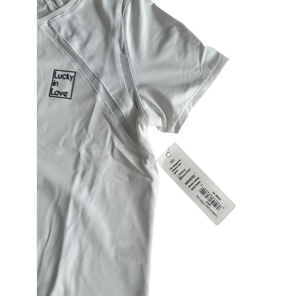 LUCKY IN LOVE White Crewneck Tee Size M NEW New with tags - Picture 2 of 6